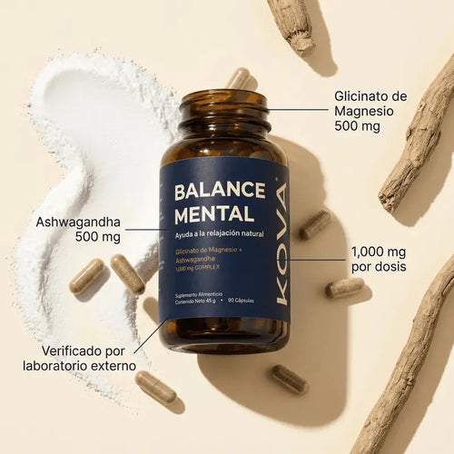 Suplemento KOVA Paz Mental - Glicinato de Magnesio + Ashwagandha